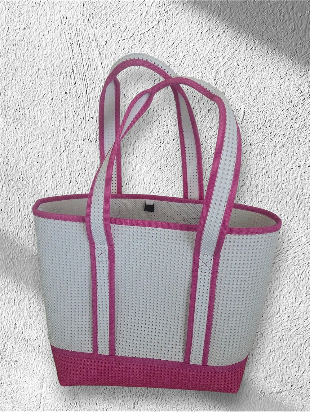 Stylish Pink & White Soft Plastic Tote Bag